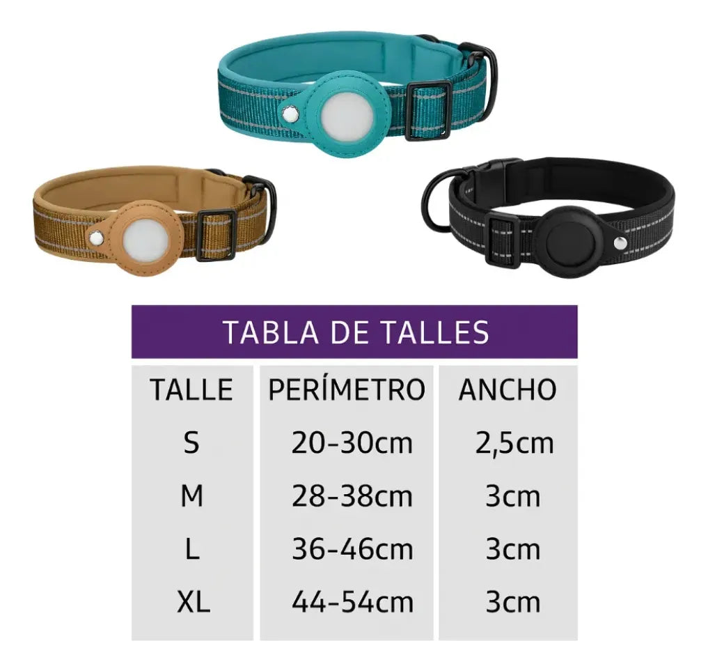 Collar Perro Soporte Airtag Ajustable Reforzado Perro-gato