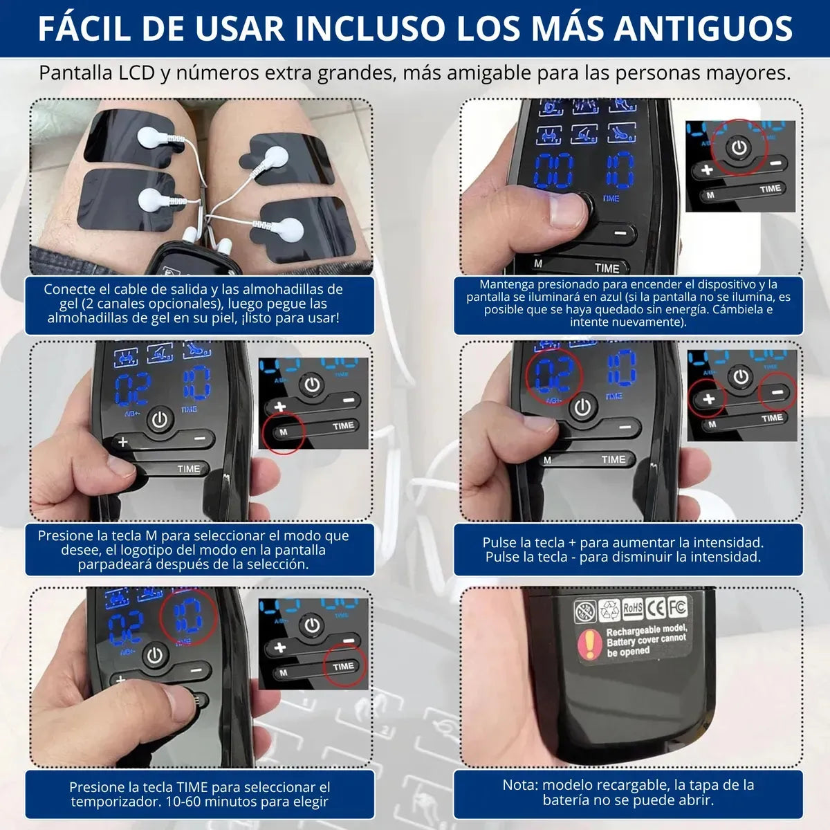 Tens Electroestimulador Musculo Electroterapia Portátil